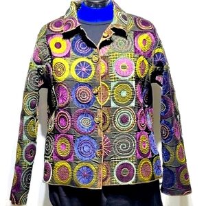 Winding River Vintage Funky Jacquard Reversible Jacket, Made in U.S.A. (XL)